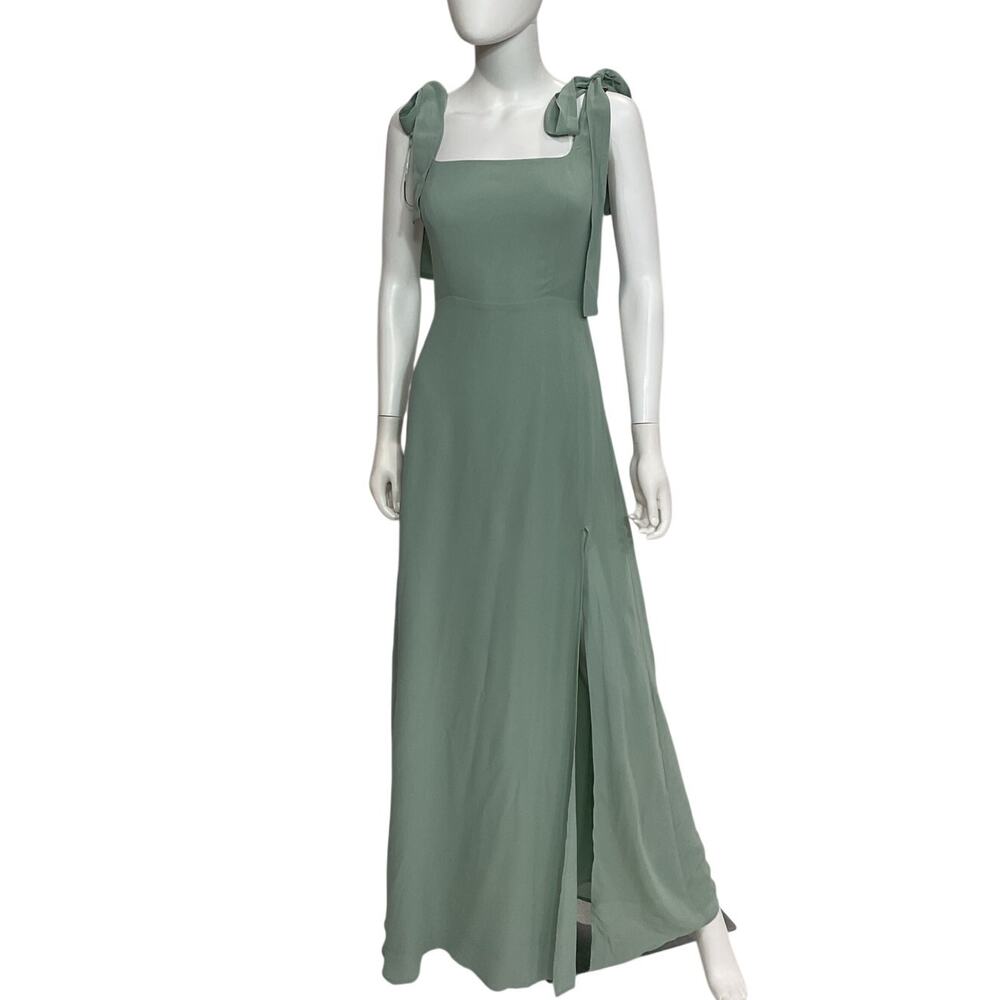 Reformation Sage Green Tie-Shoulder Maxi Dress